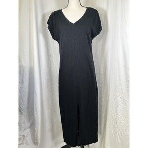 Cotton Slub Maxi Dress Black V-neck Universal Thread Women’s Size Small